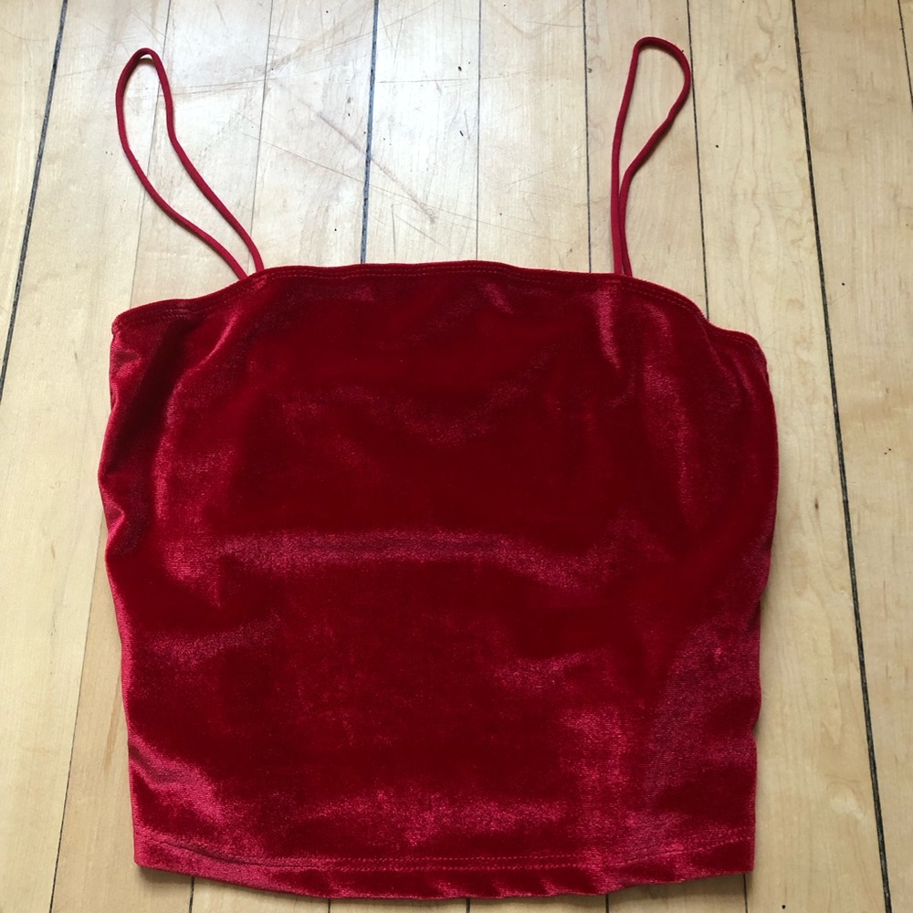 Shein red velvet crop top